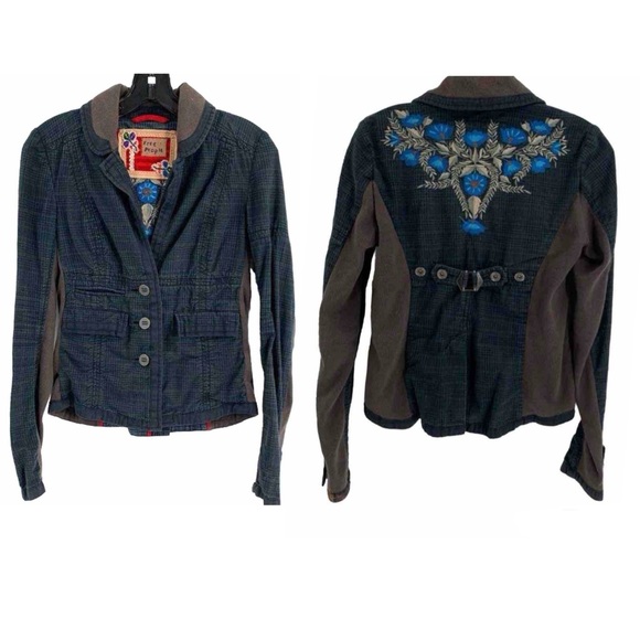 Rare Gem!! EUC Vintage Free People Embroidered Mixed Print Jacket Size 2 - Picture 2 of 11